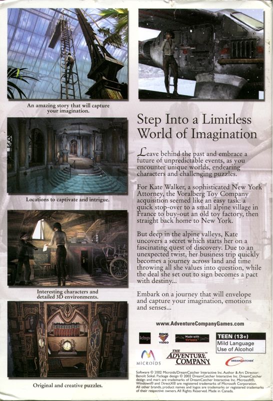 Back Cover for Syberia (Windows)