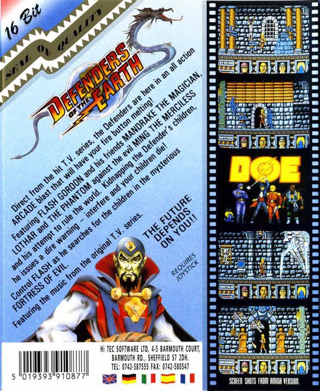 Back Cover for Defenders of the Earth (Amiga)