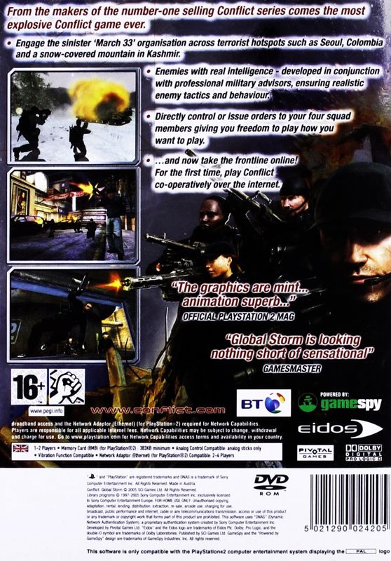 Back Cover for Conflict: Global Terror (PlayStation 2)