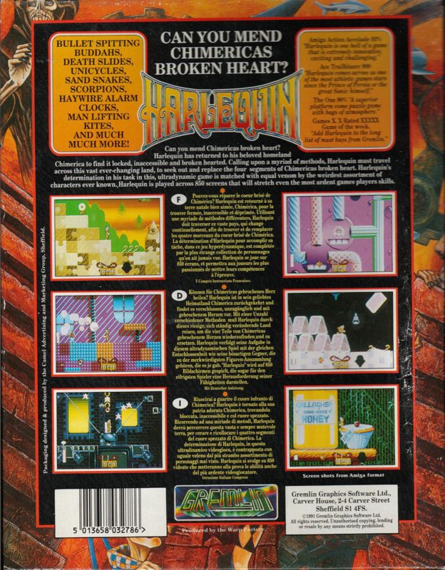 Back Cover for Harlequin (Amiga)