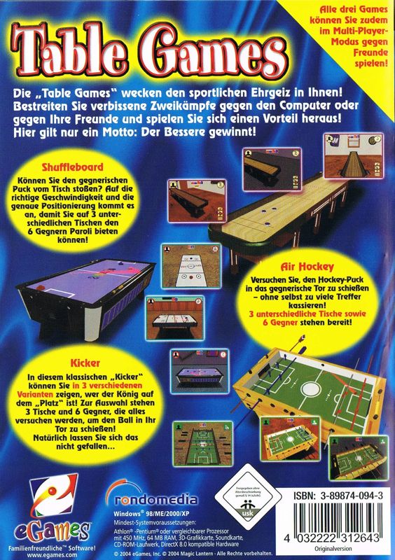 Back Cover for Table Games (Windows)