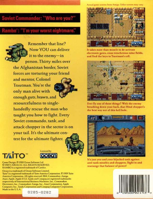 Back Cover for Rambo III (Amiga)