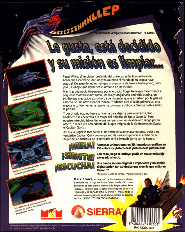 Back Cover for Space Quest V: The Next Mutation (DOS)