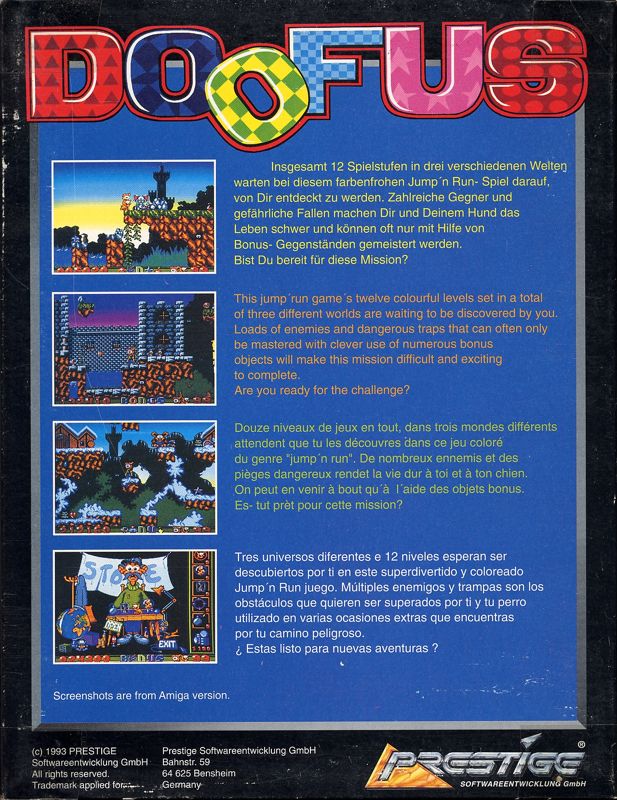 Back Cover for Doofus (Amiga)