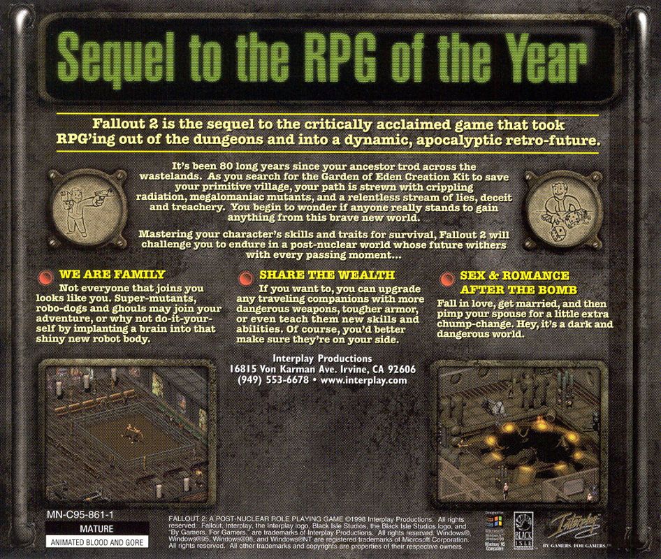 Other for Fallout 2 (Windows): Jewel Case - Back
