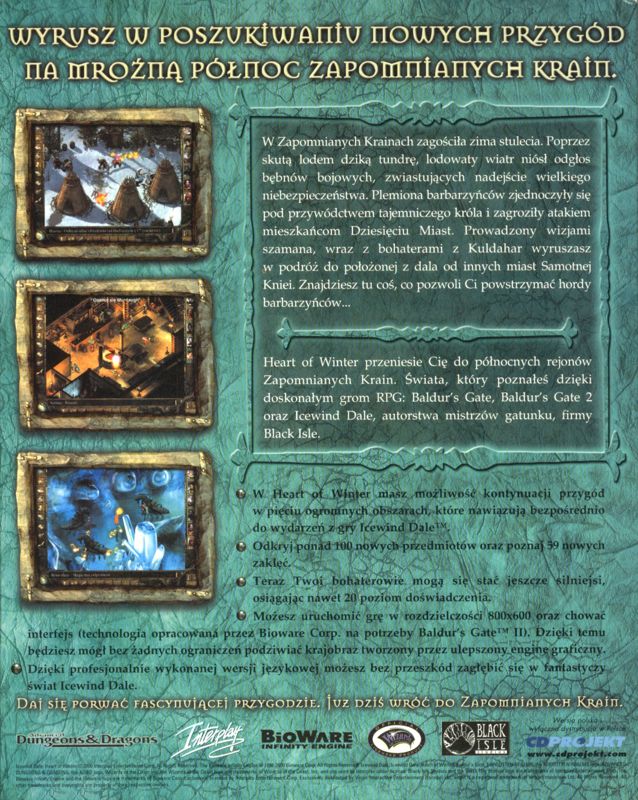 Back Cover for Icewind Dale: Heart of Winter (Windows)