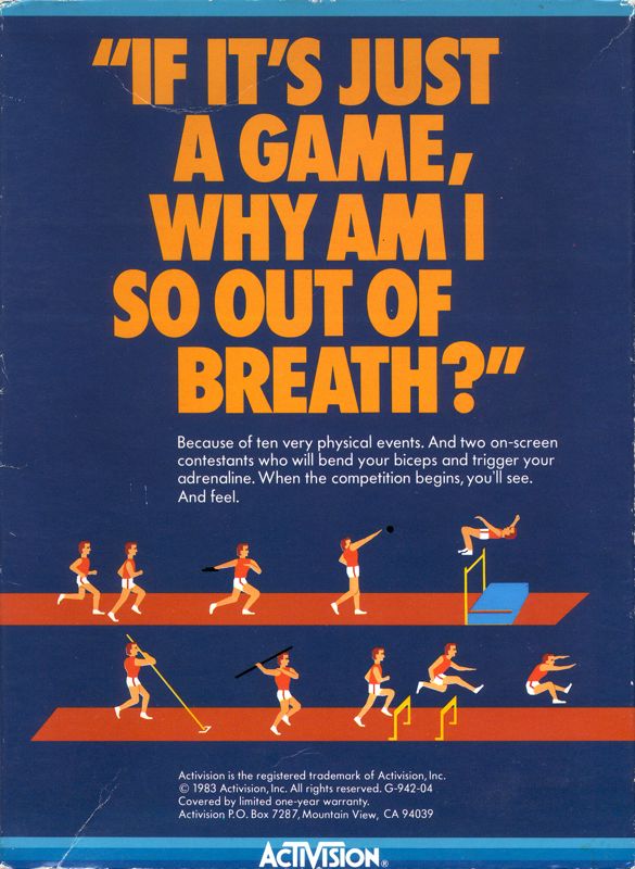 Back Cover for The Activision Decathlon (Atari 5200)