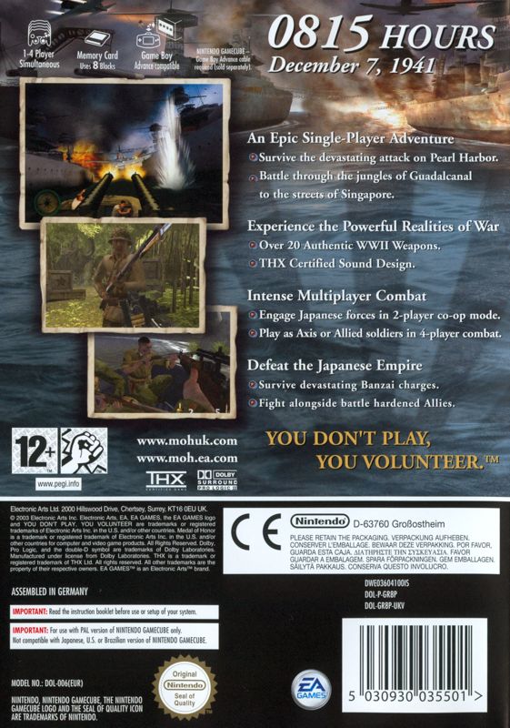 Back Cover for Medal of Honor: Rising Sun (GameCube)