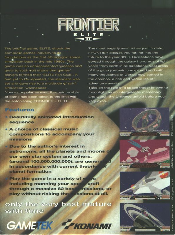 Back Cover for Frontier: Elite II (DOS)