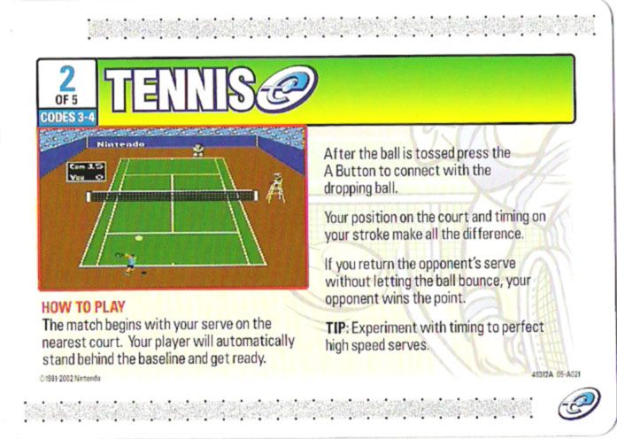 Media for Tennis (Game Boy Advance) (e-Reader): e-Card 2