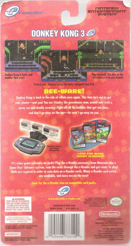 Back Cover for Donkey Kong 3 (Game Boy Advance) (e-Reader)