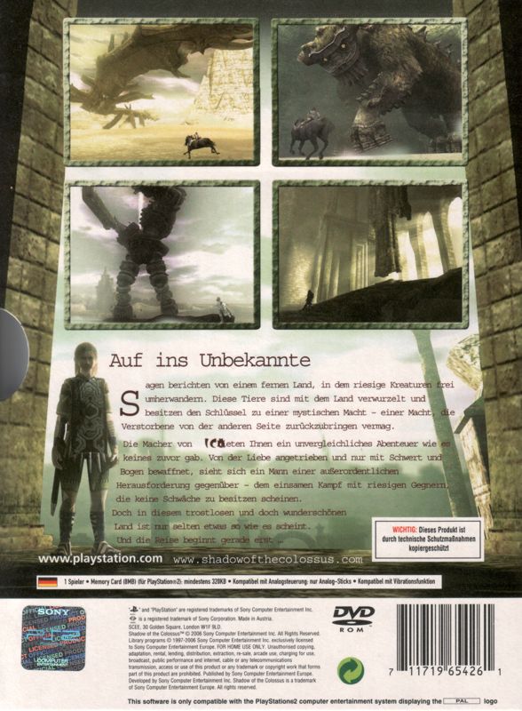 Back Cover for Shadow of the Colossus (PlayStation 2)