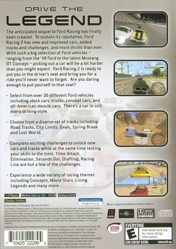 Back Cover for Ford Racing 2 (PlayStation 2)