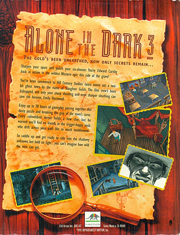 Back Cover for Alone in the Dark 3 (DOS)