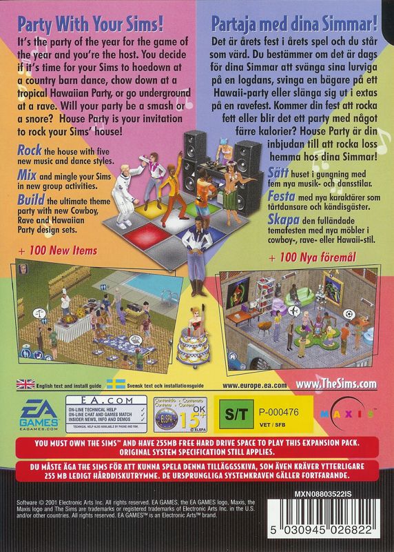 Back Cover for The Sims: House Party (Windows)