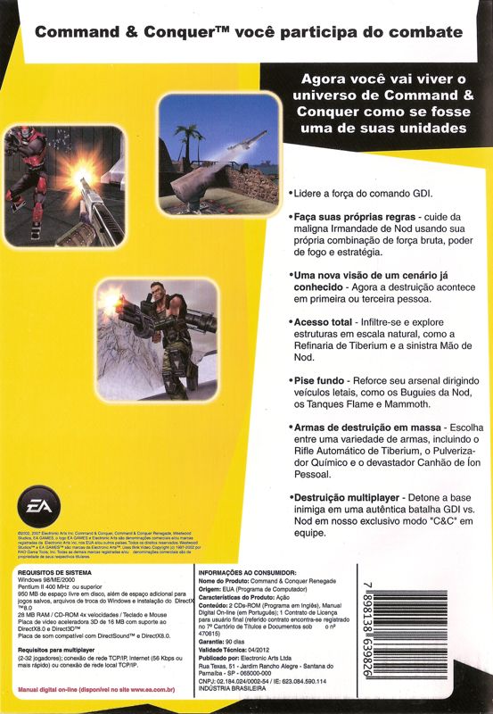 Back Cover for Command & Conquer: Renegade (Windows) (Super Price release)