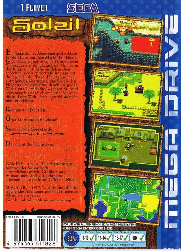 Back Cover for Crusader of Centy (Genesis)