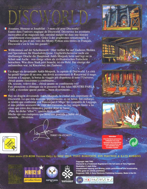 Back Cover for Discworld (DOS) (English voice acting)