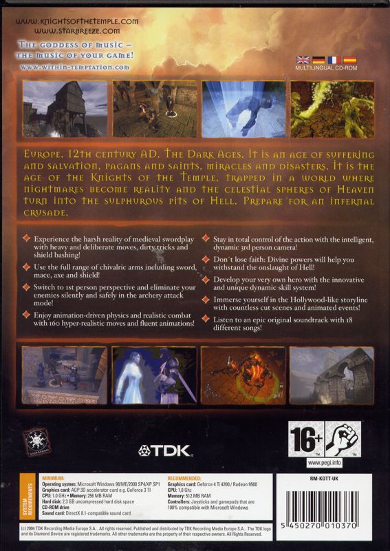 Back Cover for Knights of the Temple: Infernal Crusade (Windows)