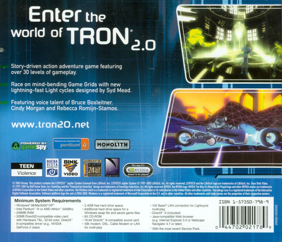 Other for Tron 2.0 (Windows): Jewel Case - Back