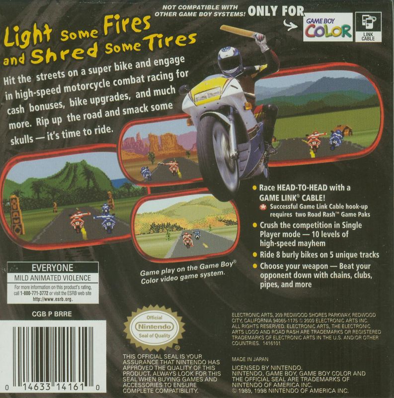 Back Cover for Road Rash II (Game Boy Color)
