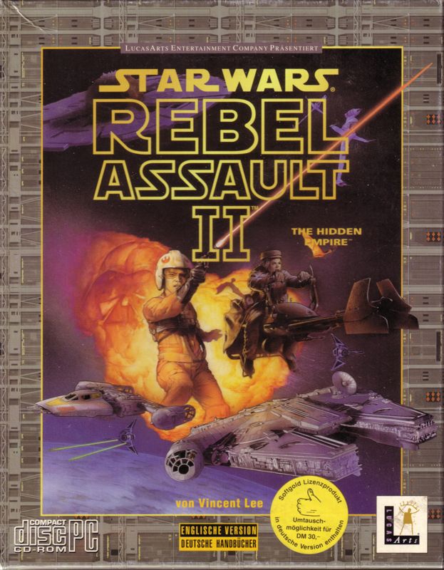 Front Cover for Star Wars: Rebel Assault II - The Hidden Empire (DOS and Windows) (1st German release (Game=English/Manuals=German))