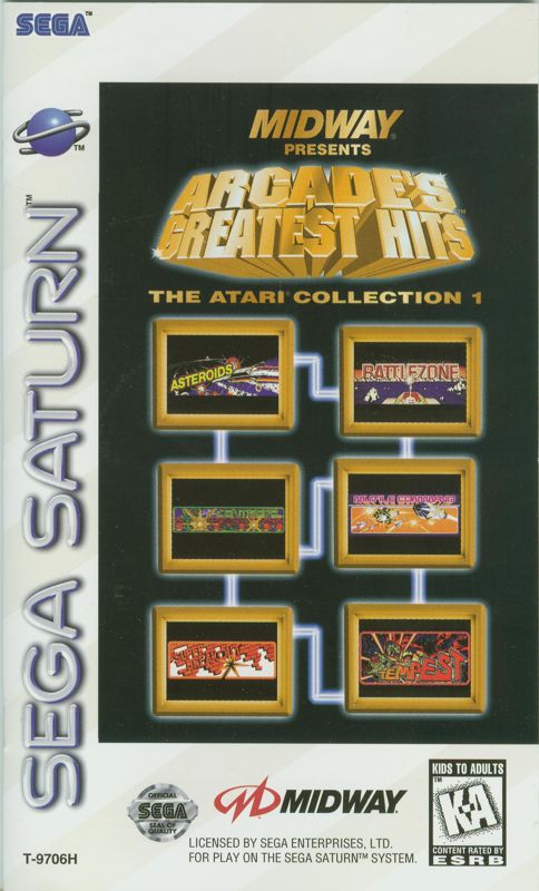 Front Cover for Arcade's Greatest Hits: The Atari Collection 1 (SEGA Saturn)