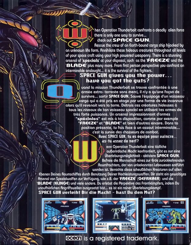 Back Cover for Space Gun (Commodore 64)
