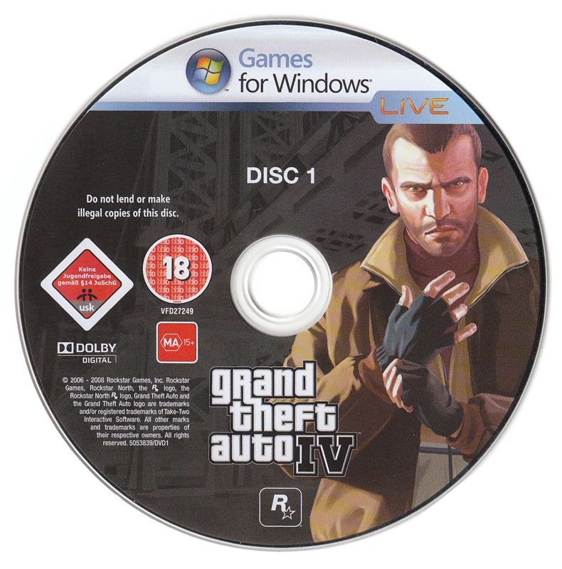 Media for Grand Theft Auto IV (Windows): Disc 1