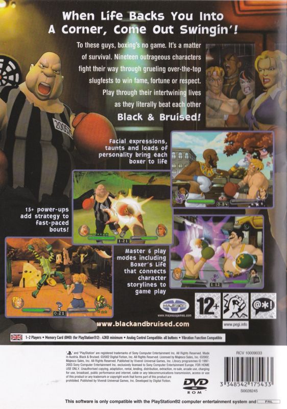 Back Cover for Black & Bruised (PlayStation 2)