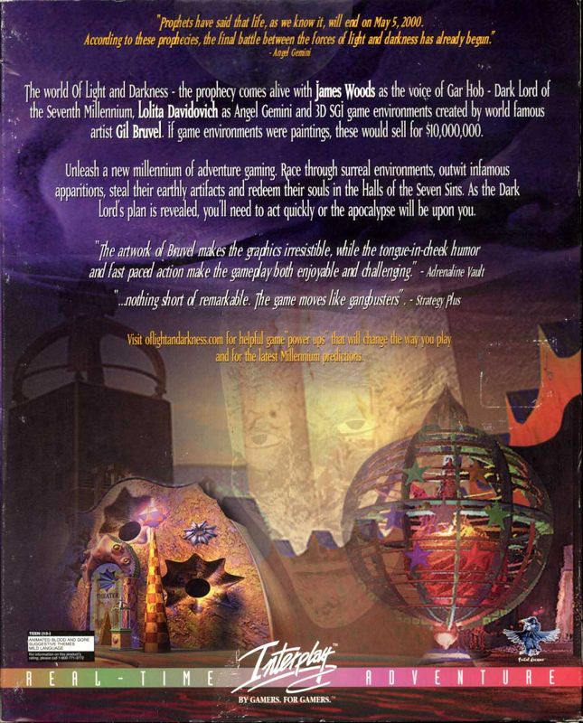 Back Cover for Of Light and Darkness: The Prophecy (Windows)
