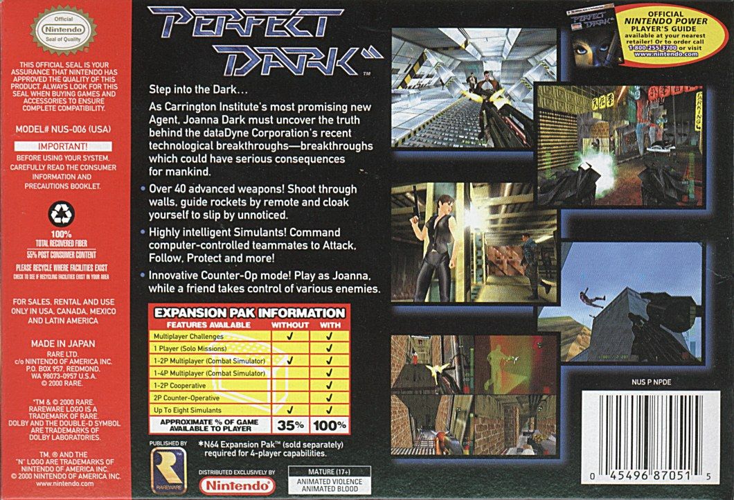 Perfect Dark cover or packaging material - MobyGames