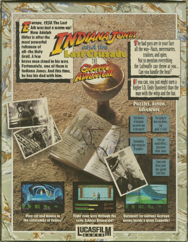 Back Cover for Indiana Jones and the Last Crusade: The Graphic Adventure (Amiga)