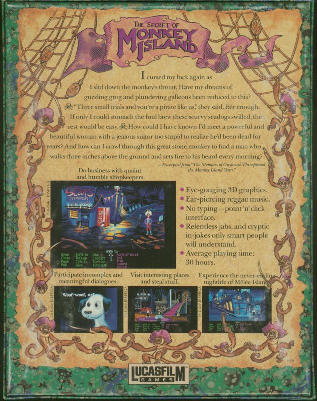 Back Cover for The Secret of Monkey Island (Atari ST)