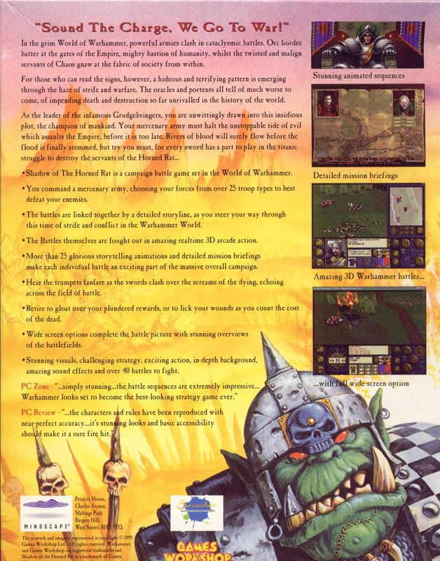 Back Cover for Warhammer: Shadow of the Horned Rat (Windows and Windows 3.x)