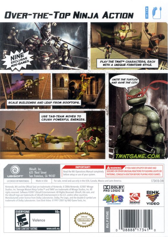 Back Cover for TMNT (Wii)