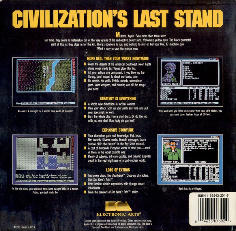 Back Cover for Wasteland (Apple II)