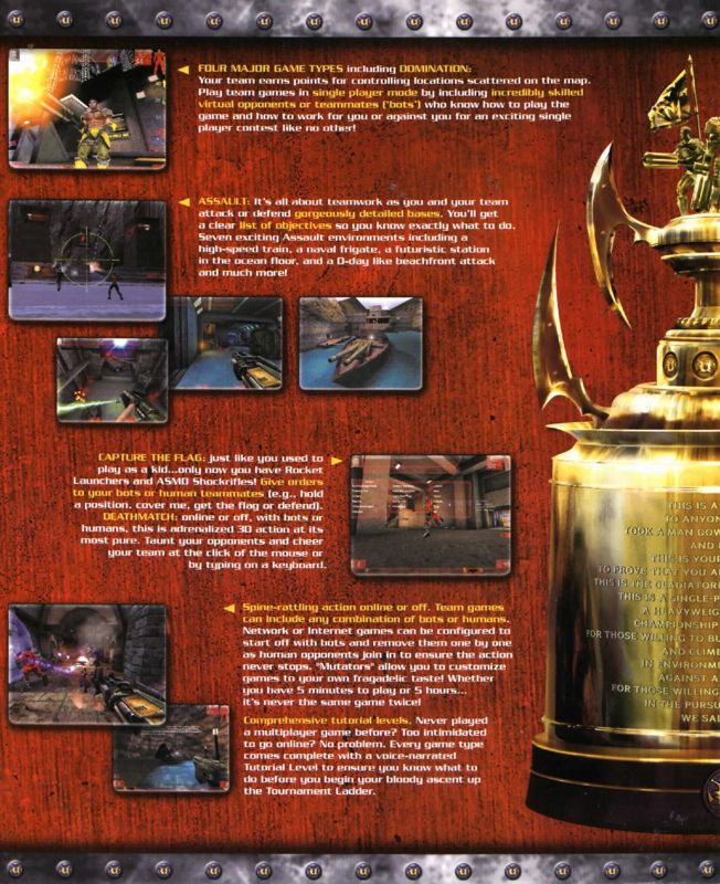 Inside Cover for Unreal Tournament: Game of the Year Edition (Windows): Left Flap