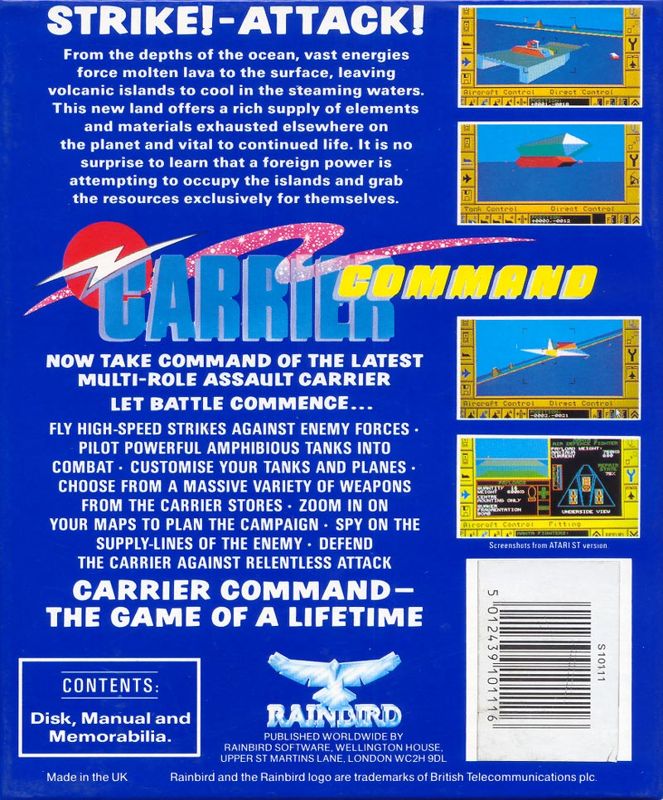 Back Cover for Carrier Command (Amiga)