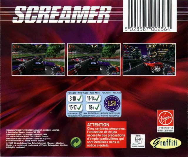 Other for Screamer (DOS): Jewel Case - Back