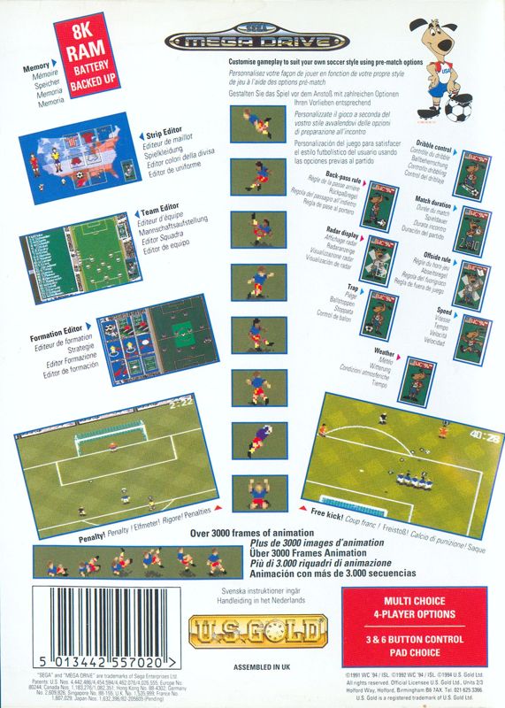 Back Cover for World Cup USA 94 (Genesis)