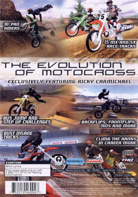 Back Cover for MX 2002 featuring Ricky Carmichael (PlayStation 2)