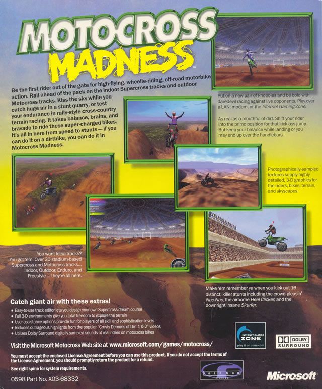 Back Cover for Motocross Madness (Windows)