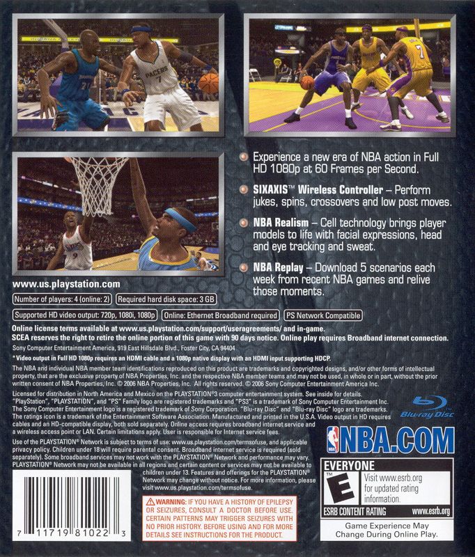 Back Cover for NBA 07 (PlayStation 3)