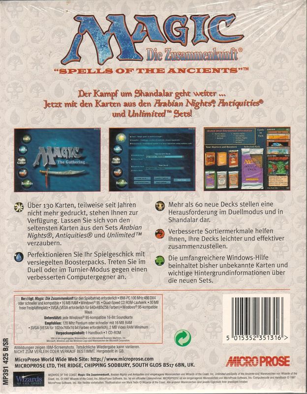 Back Cover for Magic: The Gathering - Spells of the Ancients (Windows)