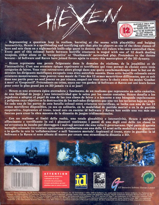 Back Cover for Hexen: Beyond Heretic (DOS)
