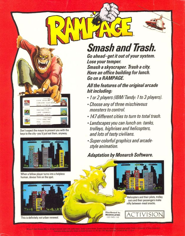 Back Cover for Rampage (Apple II)