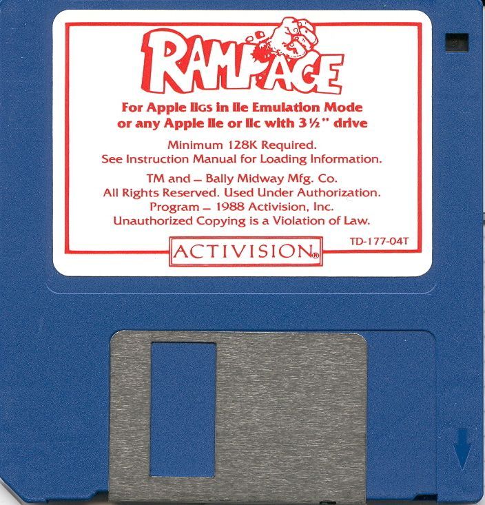 Media for Rampage (Apple II): 3.5" Floppy