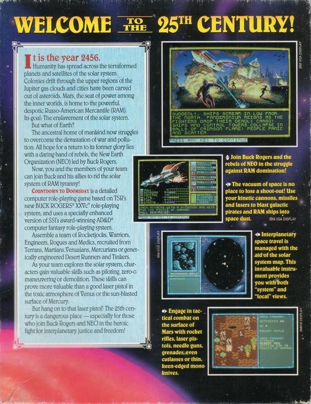 Back Cover for Buck Rogers: Countdown to Doomsday (Amiga)