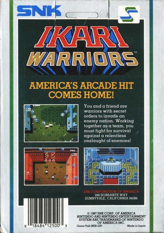 Back Cover for Ikari Warriors (NES)